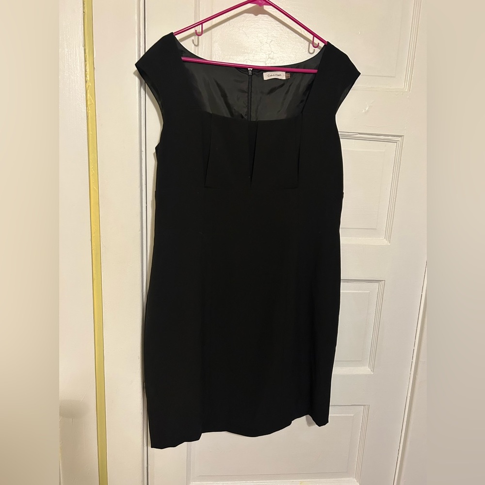 Calvin Klein Dress Women’s Size 14 Black Square Neck Sleeveless Sheath